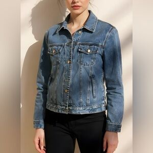 Avenue Blues Denim Jacket Size 14/16 Long Sleeve Button Up